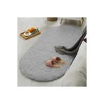 Raschel Carpet Oval Kesme Yolluk Kaymaz Taban Kalın Yumuşak Peluş Halı Özel Taban Açık Gri, 120 x 250