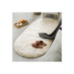 Raschel Carpet Oval Kesme Yolluk Kaymaz Taban Kalın Yumuşak Peluş Halı Özel Taban Krem, 200 x 330