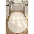 Raschel Carpet Oval Yıkanabilir Leke Tutmaz Moopy Krem Mutfak Halısı Kaymaz Taban Halı YENIMODELELIPS_1001A_KREM