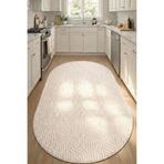 Raschel Carpet Oval Yıkanabilir Leke Tutmaz Moopy Krem Mutfak Halısı Kaymaz Taban Halı YENIMODELELIPS_1003A_KREM