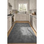 Raschel Carpet Premium Yıkanabilir Leke Tutmaz Emboss Bohem Koyu Gri Mutfak Halısı Özel Seri Kaymaz Taban Halı