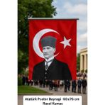 Raşel Kumaş Atatürk Poster Bayrağı 50 x 75 cm Kaliteli Baskı ile Şık Dekorasyon