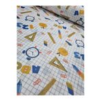 Raşel kumaş Dertsiz %100 polyester sofra bezi okul sıra örtüsü kumaşı ( kalem cetvel desen 100 x 150 )