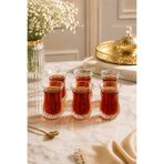 RASHA COLLECTION 6'lı Çay Bardağı Seti Şık Tasarımlı, Dayanıklı Cam, Günlük ve Misafir Sunumluk