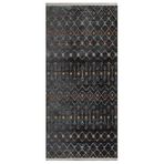 Rasha Siyah Geometrik Modern Geometrik Etnik Desenli Boho Makinada Yıkanabilir Hafif Hav Toz Vermez Leke Tutmaz Kaymaz Taban Dijital Makine Baskı Halı Oturma Odası Salon Yolluk Koridor Mutfak Halısı