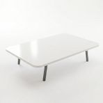 Ratemo Mobilya Beyaz Oval Kenar Yer Sofrası, 6 Kişilik Beyaz Masa, Metal Ayaklı Modern Yemek Masası 119X89 cm