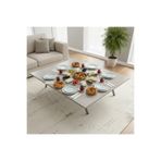 Ratemo Mobilya Ratemo Katlanır Metal Ayaklı Yer Sofrası 89X119 cm – Modern Dikdörtgen Çok Amaçlı Masa – Beyaz