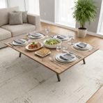 Ratemo Mobilya Ratemo Katlanır Metal Ayaklı Yer Sofrası 89X119 cm – Modern Dikdörtgen Çok Amaçlı Masa – Sonomo - 89 cm X 119 cm