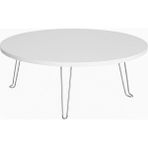 Ratemo Mobilya Yuvarlak Katlanır Ayaklı Yer Masası – 22 cm Yükseklik – Beyaz Çok Amaçlı Çocuk & Yer Sofrası - 90 cm X 90 cm