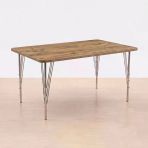 Ratemo Modern Ahşap Desenli 6 Kişilik Yemek Masası 119X89x74 Cm Sabit Metal Ayaklı Sağlam Mutfak Masası, Çalışma Masası, Balkon Masası