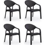 Rattan 4'lü Bambu Bahçe&balkon,teras Sandalye - Kahverengi