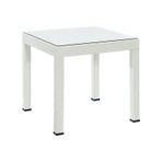 Rattan 80x80 Camlı Beyaz Masa - Bahçe & Balkon & Teras Beyaz