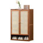 Rattan Ayakkabı Dolabı Kapılar Bambu Ayakkabı Depolama Rafı Ayarlanabilir Raflar Koridorlar ve Oturma Odaları için Şık Ayakkabı Dolabı Çok Yönlü Ayakkabı Nizer