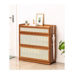 Rattan Ayakkabı Dolabı Modern Ayakkabı Nizer Saklama Dolabı Bambu Serbest Ayakta Duran Ayakkabı Rafı Açılır Kapılı Giriş Yolu için Üç Taraflı Bar Tasarımı Dolap Koridor Yatak Odası için 80 x 33 x 85
