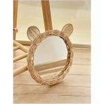 Rattan Bambu Ayna Yuvarlak Ahşap Malzeme ile Tasarlanmış Şık Renkli Ayna - Ekru