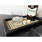 Rattan Concept Ahşap Rattan Tepsi, Hazeran Sunum Tepsisi, Dekoratif Kutu, Sunumluk (Hazeran) Siyah Küçük Boy 29X19