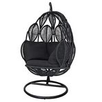 Rattan hamak sandalyesi, standlı, iç mekan, dış mekan, bahçe, balkon, salıncak koltuk, asma mobilya için (zemin dahil)
