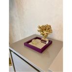 Rattan Hazeran Kare Tepsi Mor-24x24 Cm %100 Doğal Hazeran