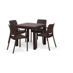 Rattan Kahve Kollu 4 Sandalye Masa Takımı - Bahçe&Balkon&Teras Kahverengi