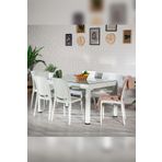 Rattan Large Camlı Beyaz Masa Takımı Bahçe&balkon 1 Camlı Masa + 6 Sandalye