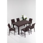 Rattan Large Kahve Masa Takımı Bahçe&balkon 1 Masa + 6 Sandalye Kahverengi