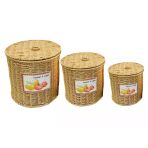 Rattan Örme 3’Lü Patates – Soğan – Sarımsak Saklama Seti | Büyük – Orta – Küçük Boy | Yıkanabilir, Suya Dayanıklı