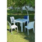 Rattan Small Camlı Beyaz Masa Takımı Bahçe&balkon 1 Camlı Masa 4 Sandalye Beyaz