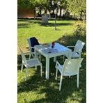 Rattan Small Lüx Camlı Beyaz Masa Takımı Bahçe&balkon 1 Camlı Masa + 4 Sandalye