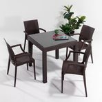 Rattan Small Lüx Camlı Kahve Masa Takımı Bahçe&balkon 1 Camlı Masa + 4 Sandalye
