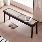 Rattan yemek odası bankı, giriş alanı için çiftlik evi tarzında uzun bank, yatağın ayak ucu için yatak bankı, masa için yemek odası bankı, ahşap ayakkabı bankı, iç mekan için, oturma odası için