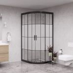 Raumark Black Luna 6mm Karolajlı Ortası Kumlamalı Oval Duşakabin - 100X100
