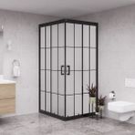 Raumark Black Quandrum 6mm Karolajlı Tam Kumlama Kare Duşakabin - 100X100