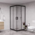 Raumark Black Quandrum 6mm Şeffaf Cam Kare Duşakabin - 100X100