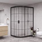 Raumark Black Solis 6mm Karolajlı Şeffaf Cam Asimetrik Oval Duşakabin - 90X120