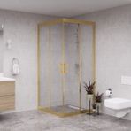Raumark Gold Quandrum 6mm Şeffaf Cam Kare Duşakabin - 100X100