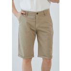 RAVANELLI Erkek Bej Slim Fit Dar Kesim Gabardin Pamuklu Casual Chino Şort