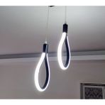 Ravello Modern Sarkıt Siyah 2'li Damla Beyaz LED Avize