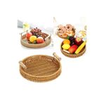 Ravena Rattan Çok Amaçlı Dekoratif Tepsi Meyve ve Ekmek Sepeti 24 cm