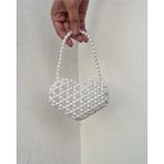 Ravinity Incili Kalp Model Mini El Çantası - Krem