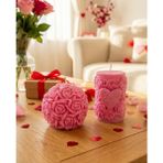 Raw Home Anneler Günü Pembe Çilek Kokulu 2’li - %100 Soya Wax - Mum Seti - Hediyelik - Gül Küresi - Çilek - Kırmızı