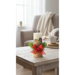 Raw Home Özel Tasarım Vanilya Kokulu Beton Mum 12X5 cm | Soya Wax, Hasır Ip, Kırmızı Kurdele, Çam Süsleme