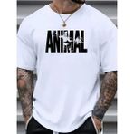 Rawea Fashion Anımal Desen Baskı Erkek Oversive Tişört, Grafik Tişört Erkek Yazlık Outdoor Kıyafetleri, Sporda ve Günlük Giyime Uygun - Beyaz - Siyah - XL