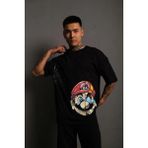 Rawea Fashion Erkek Mario Baskılı Oversize T-Shirt - Siyah - XL