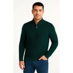 Rawea Fashion Erkek Yarım Fermuarlı Triko Kazak – Selanik Örgü, Dik Yaka, Pamuklu Dokuma, Regular Fit Uzun Kollu Kışlık Model - Haki - 2XL