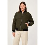 Rawea Fashion Kadın Bomber Mont Ceket – Fermuarlı, Kapitone İçi Astarlı, Su İtici Kumaş, Regular Fit, Yandan Cepli, Günlük Bahar & Kış Şık Rahat Stil - Haki - XS