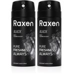 Raxen Erkek Deodorant Spreyi - Black Serisi - 150ml - Etkili Ter Kokusu Önleyici - Alüminyumsuz ve Leke Bırakmayan Formül - Gün Boyu Ferahlık Veren Erkek Vücut Spreyi (2 paketi)