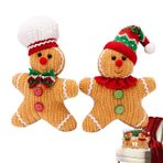 Raxove Noel Zencefilli Kurabiye Bebek - 2 Parça Festival Dekoratif Zencefilli Kurabiye Heykelcik | Peluş Zencefilli Kurabiye Adam Yumuşak Oyuncak | Katmanlı Tepsiler İçin Asılabilir Peluş Noel Oyuncak | Noel