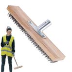 Raxove Tel Fırça, 20/45 Cm Kazıyıcılı Tel Süpürge, Saplı Tel Fırça, Genişletilmiş Paslanmaz Ot Yosunlu Metal Süpürge, Ot ve Yosun Tel Fırçası, Bahçe Süpürgesi, Saplı Kaldırım Taşı Tel Süpürge