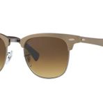 Ray-Ban alüminyum Clubmaster Polarize Güneş Gözlüğü Gebrstet Gümüş/Arista-ayna Mehrfarbig (Gestell: Bronze, Gläser: Braun Verlauf 139/85) 51 mm