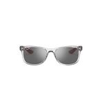 Ray-Ban Çocuklar için Rj9052s Yeni Wayfarer Kare Güneş Gözlüğü, Şeffaf Gri/Gri Aynalı Gümüş, 48 mm
